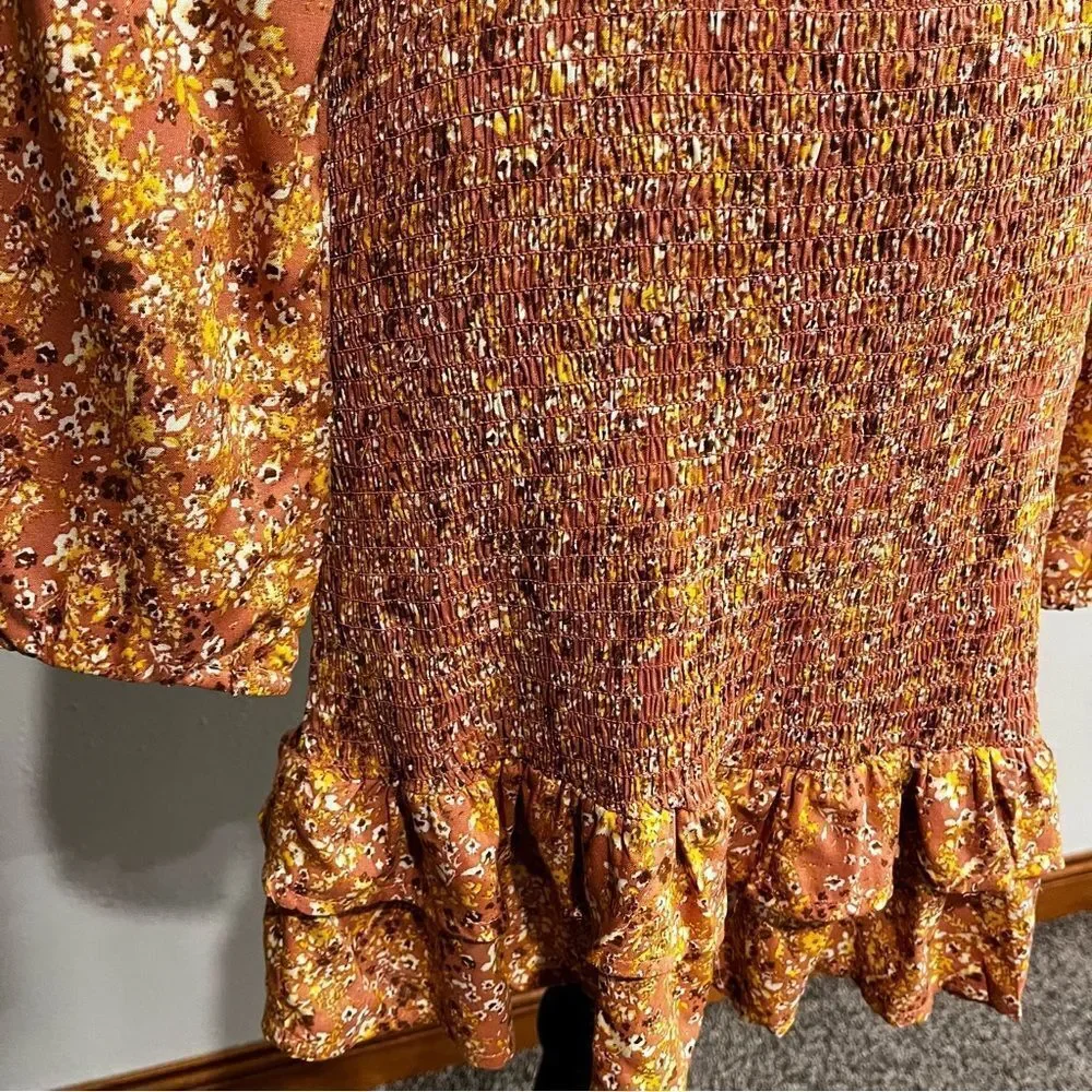 RUSTY PINK‎ FLORAL LONG SLEEVE MINI DRESS